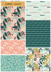 Craft Cotton Company 100% Cotton Summer Leaves Fat Quarter 45x55cm Wide Ideal for Crafts, displays, Table Decoration and as a Dress Fabric